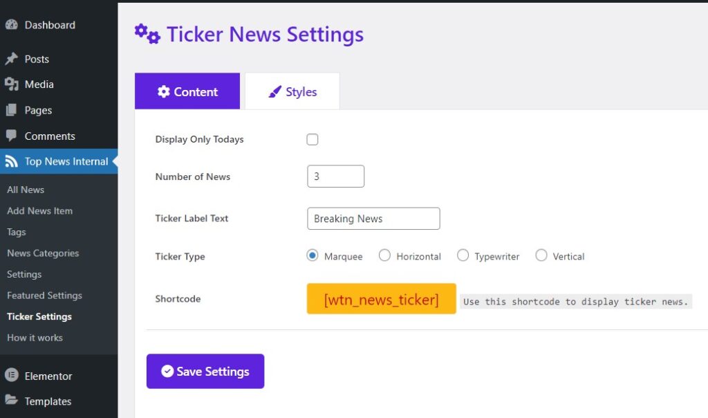 ticker-news-customiation